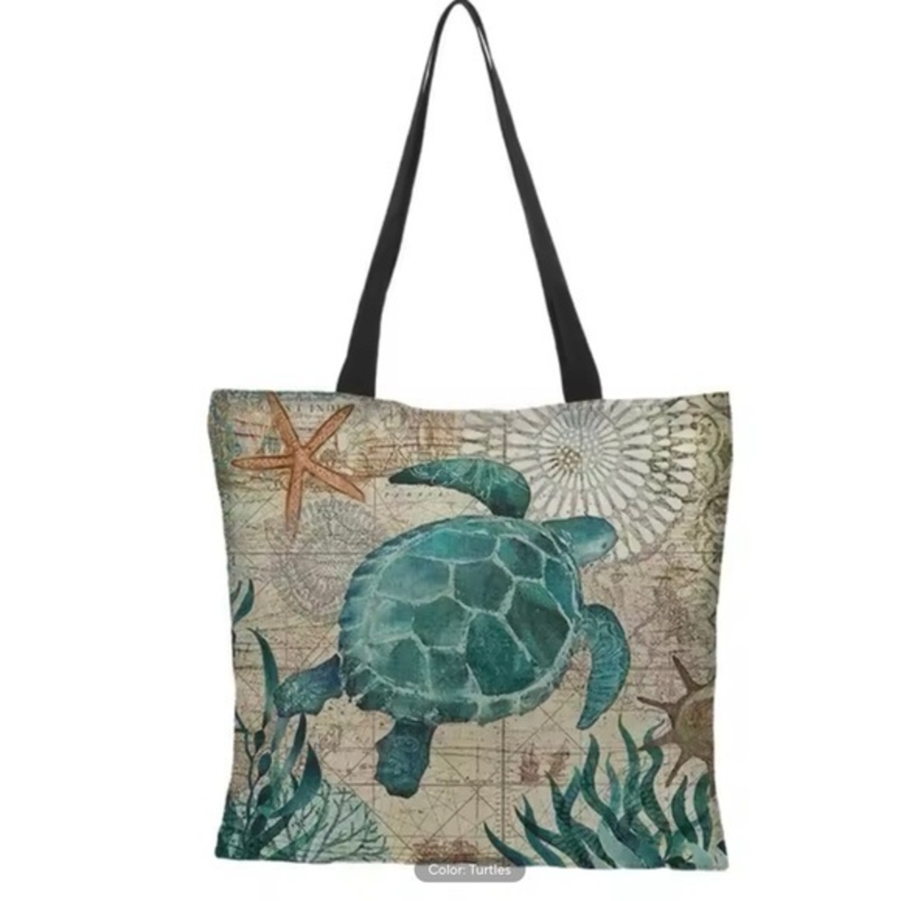 New tote bag whale, octopus, seahorse, turtle